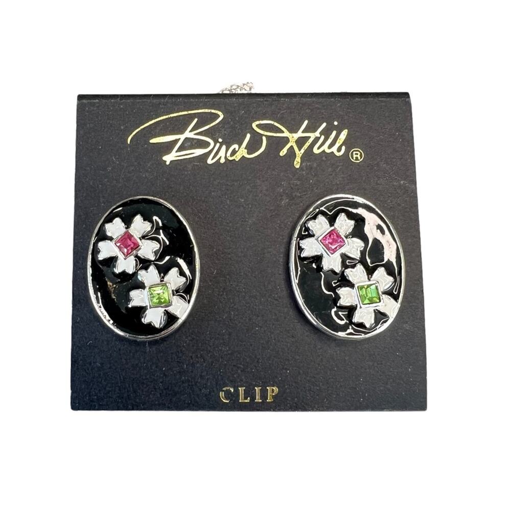Y2K Birch Hill Floral Girlie Clip On Oval Earrings
